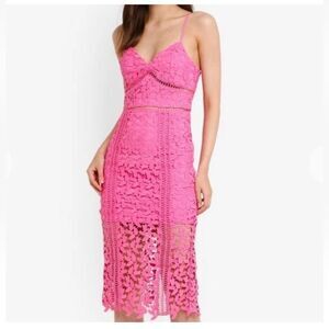 Bardot Pink Lace Midi Dress, EUC